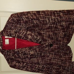 Emma James Petite red white tweed single breasted blazer Size 10P